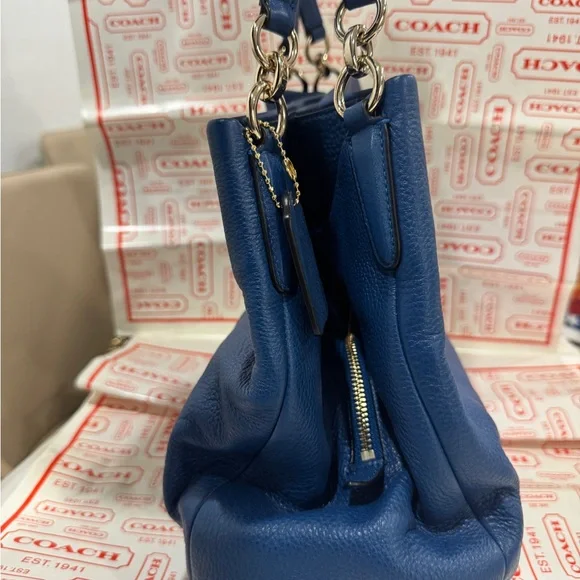 Coach Navy Leather Shoulder Bag